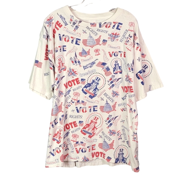 Vote Rights USA Uncle Sam All Over Print AOP Vintage Single Stitched Tee XL - Picture 2 of 16